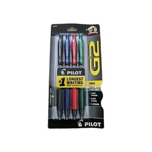 4 Pilot G-2 Retractable Gel ROLLER Pens Fine Point 0.7mm RED BLUE BLACK GREEN